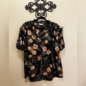 Entro Abstract Black and Brown Blouse